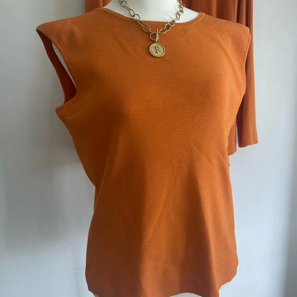Per Se Orange 2 piece set Women's  Sweater Set - Picture 8 of 13